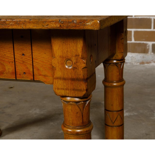 English English 1880s Pine Coffee Table with Lotiform Style Legs and Single Drawer For Sale - Image 3 of 12