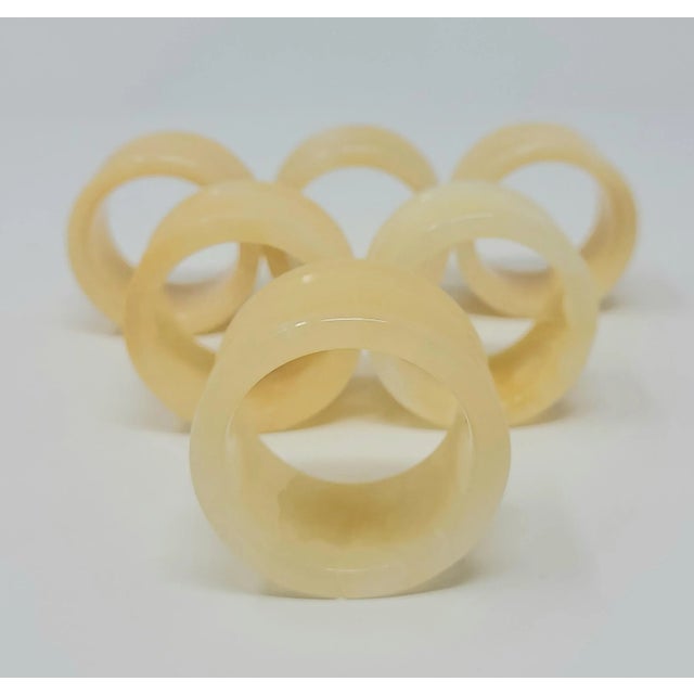 Contemporary Vintage Alabaster Napkin Rings Set of 6 For Sale - Image 3 of 10