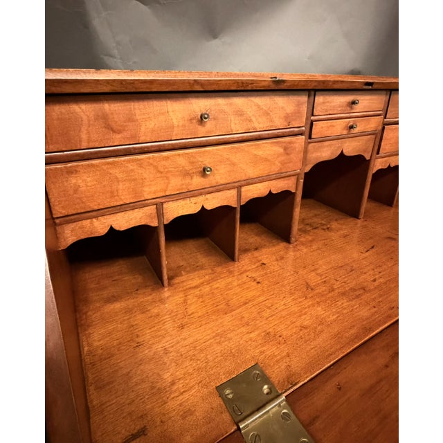Early 19th Century American Cherry Slant Front Bureau Desk With Hand Cut Dovetails For Sale - Image 10 of 17