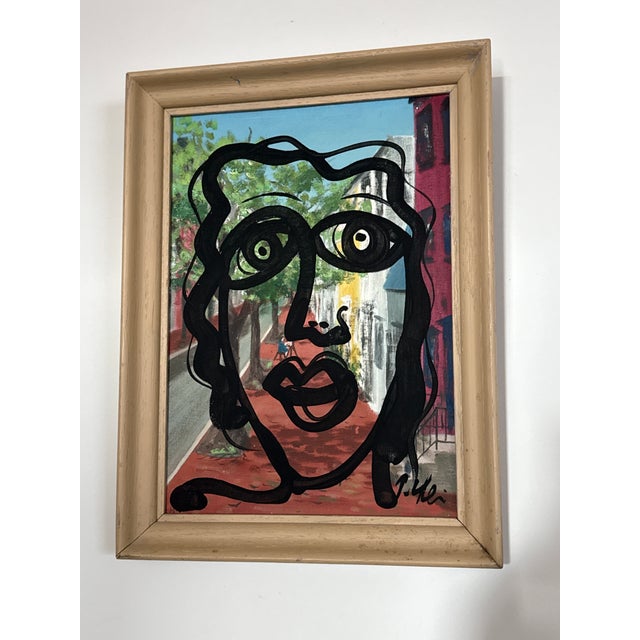 Fantastic original painting by Peter Robert Keil (84yrs old) Painted on board depicting an abstract portrait over a street...
