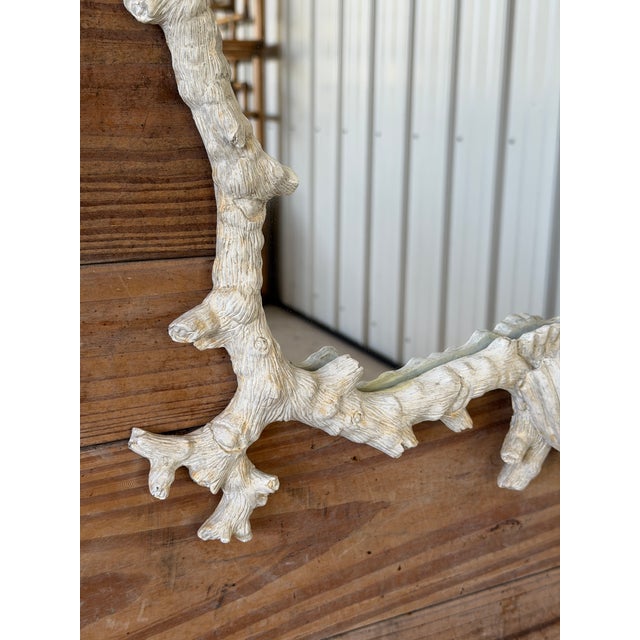 Plastic Vintage Coastal Faux Bois Coral and Shell Wall Mirror by Mark Roberts For Sale - Image 7 of 11