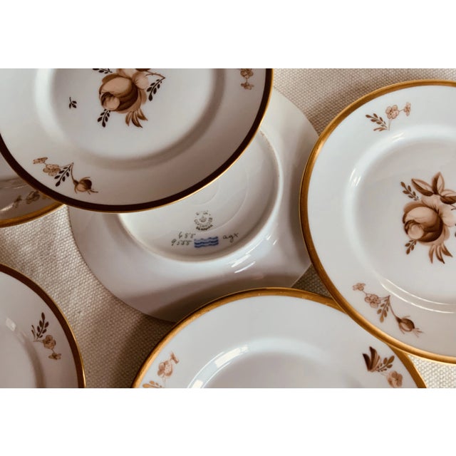 Royal Copenhagen Brown Rose Hand-Painted Porcelain 6.5"Plates Set of 6 - For Sale - Image 6 of 12
