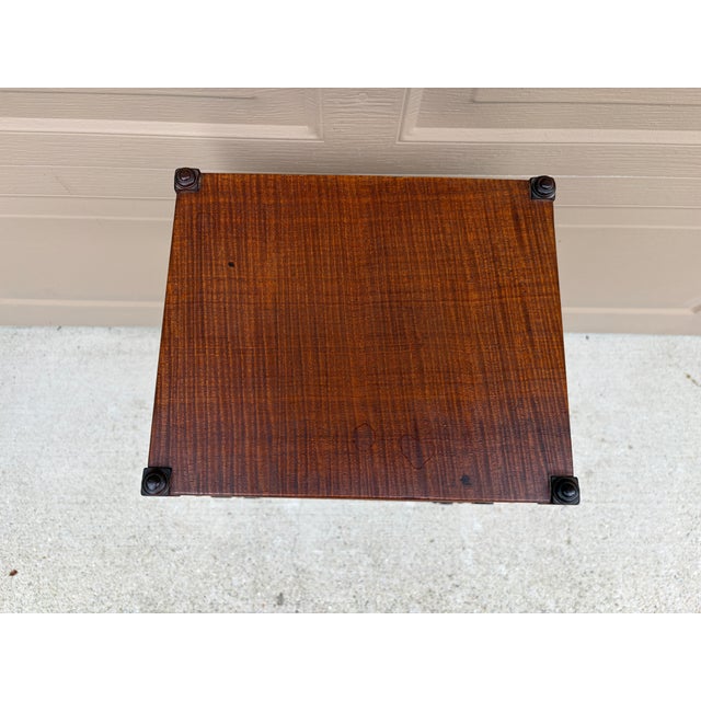 Brown Early 20th Century Berkey & Gay Mahogany Faux Bamboo Two-Tier Side Table For Sale - Image 8 of 14