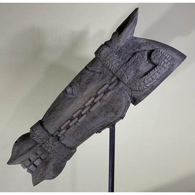 Magnificent Antique Indian Wood Horse Head Sculpture For Sale - Image 11 of 11