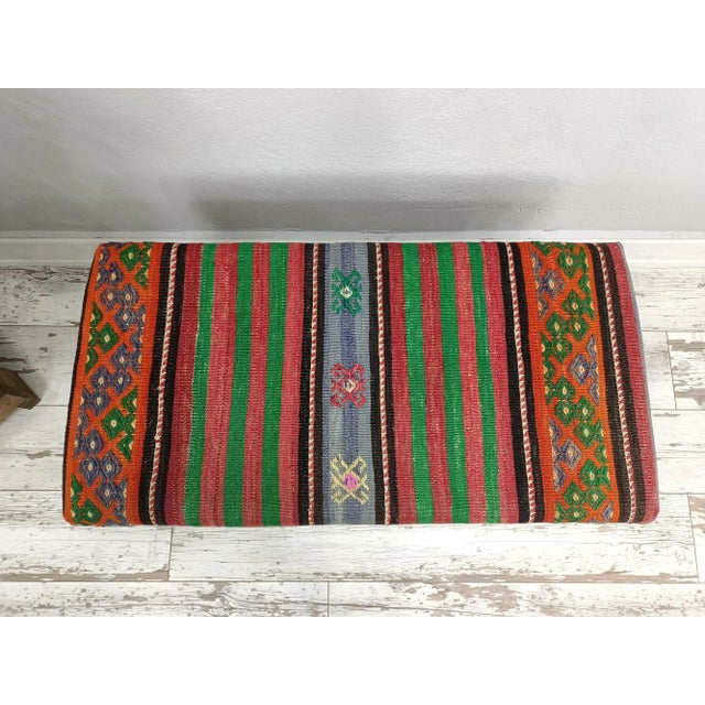 Bohemian Kilim Upholstered Padded Piano Bench For Sale In Raleigh - Image 6 of 9