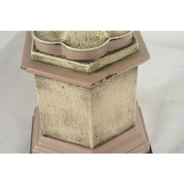 1950s Large Pink Plaster Finial Lamps - a Pair For Sale - Image 12 of 13