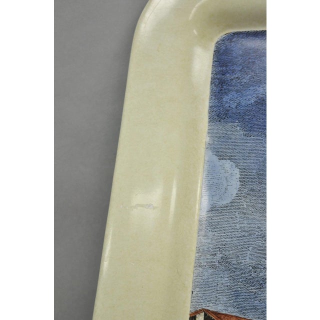 Vintage Fornasetti Milano Italy Italian Large Tole Metal Tray Piazza Della Scala For Sale - Image 15 of 18