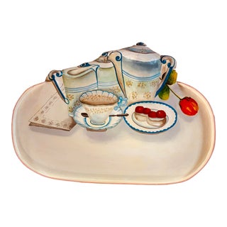 Vintage Papier-Mâché Trompe-L’oeil Teapot Tray For Sale