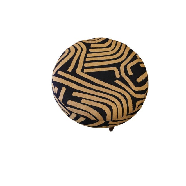 Danish Round Stool in Mustard Yellow and Black, 1960s For Sale - Image 4 of 8