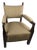 Mid-Century Mission Arts & Crafts Wood Upholstered Armchair With Nailhead Trim For Sale