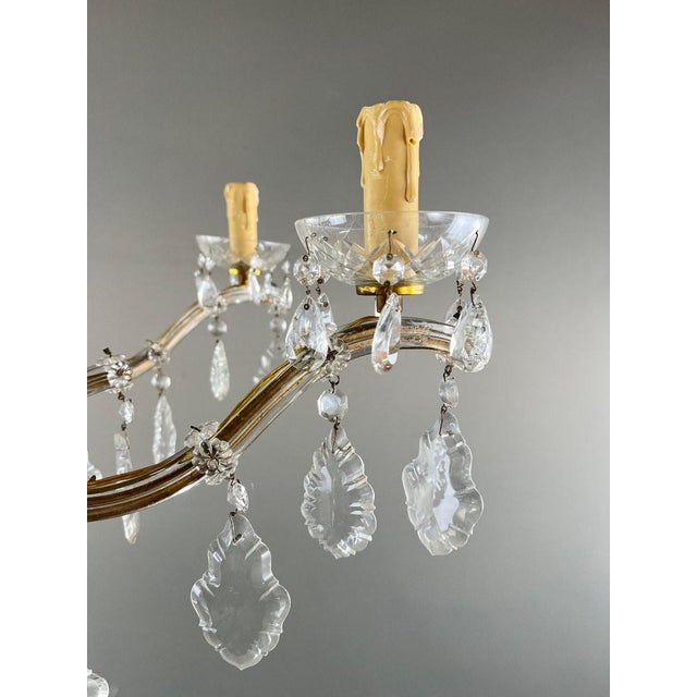 Early 20th Century Crystal and Brass Chandelier For Sale - Image 3 of 8