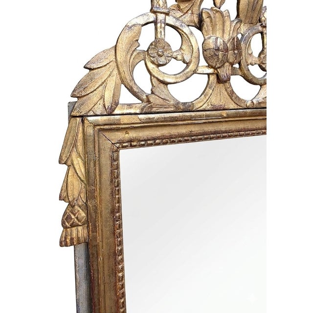 Wood Louis XVI Wedding Mirror in Gilded and Carved Wood, 1780 For Sale - Image 7 of 13