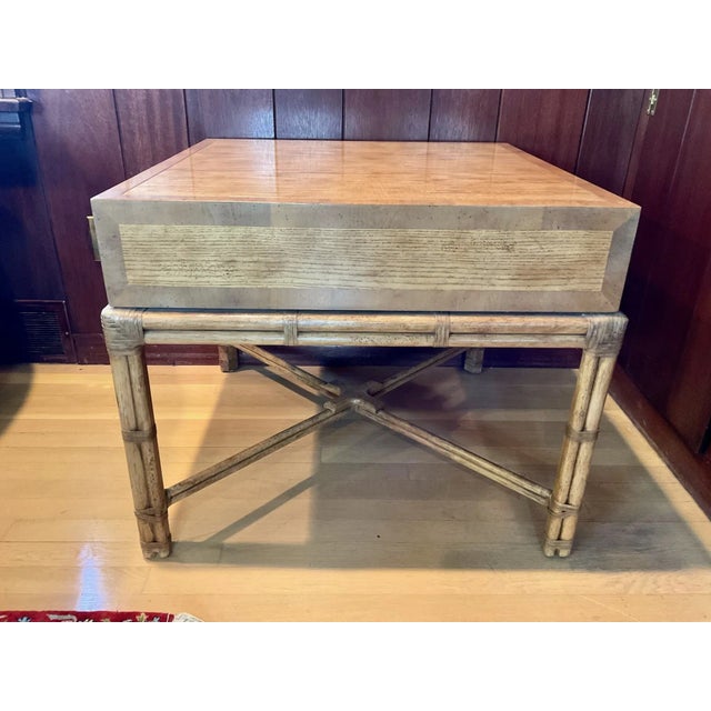 Henredon Vintage Henredon Single Drawer Bamboo Side Table For Sale - Image 4 of 12