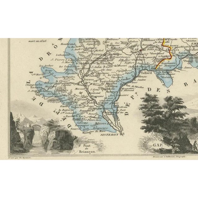 Map of Hautes-Alpes in France by Vuillemin, 1850s For Sale - Image 3 of 10