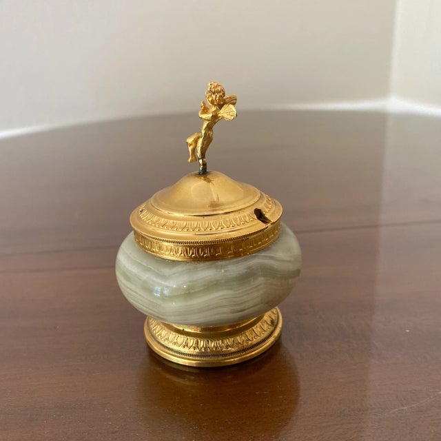 Antique Italian Salt Cellar With Brass Rim & Base For Sale In Atlanta - Image 6 of 7