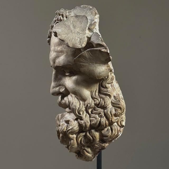 Antique Neoclassical Plaster Portrait Mask of Silenus For Sale - Image 4 of 12