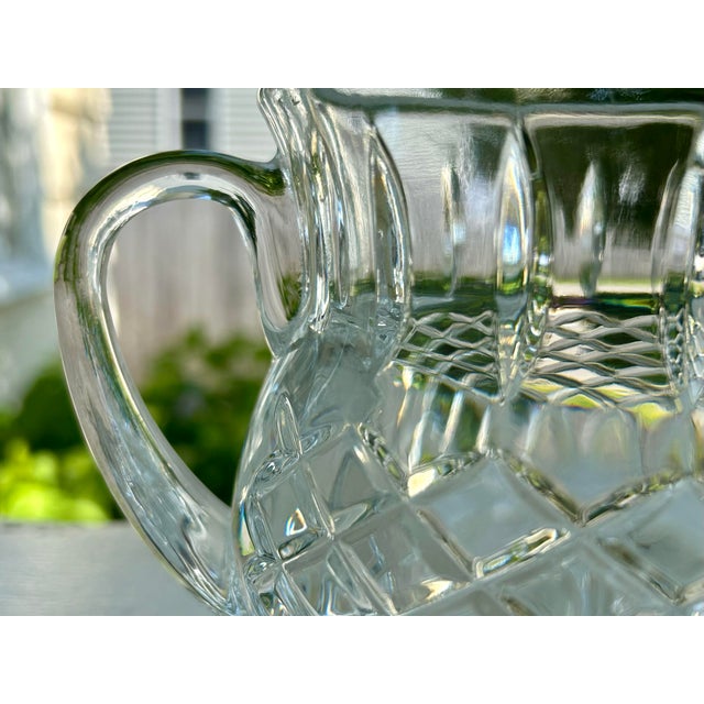 Transparent Vintage Crystal Cut Glass Pitcher For Sale - Image 8 of 9