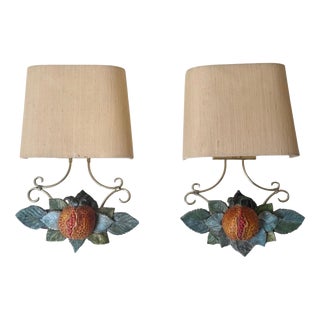 Italian Terracotta Pomegranate Wall Sconces, 1970s, Set of 2 For Sale