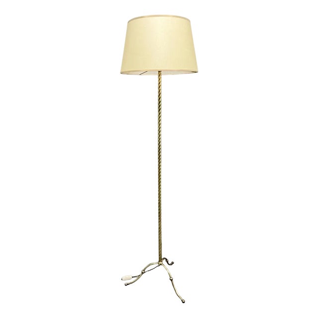 Vintage Brass Floor Lamp, 1950s For Sale