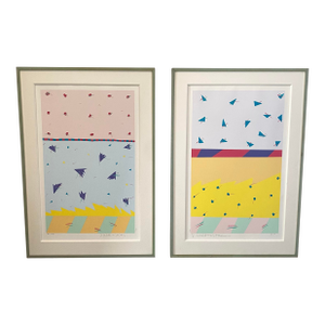 Pair of Framed 1980s Memphis Milano-Style Screenprints by J. Lichtenstein – “Zing” & “Zip” (Limited Editions)