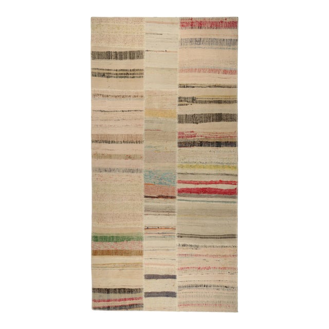 Rug & Kilim’s Patchwork Kilim Rug in Polychromatic Stripes For Sale