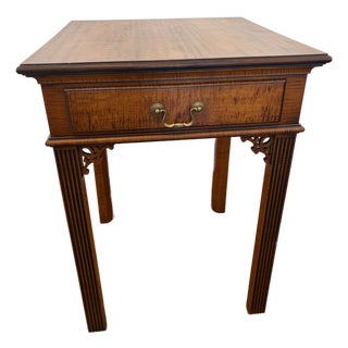 Chippendale Style Tiger Maple Side Table For Sale