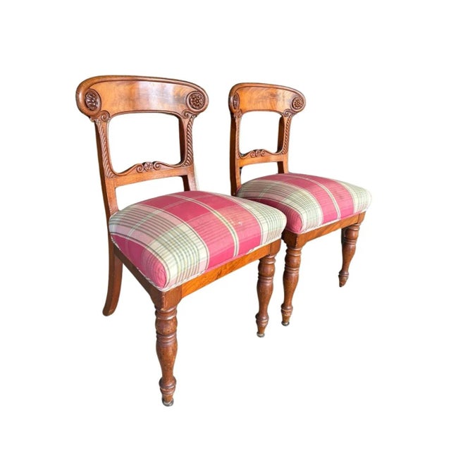 Traditional Custom Vintage Upholstered Set of 2 Accent Chairs For Sale - Image 3 of 6