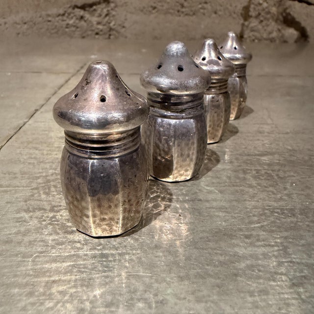 1980s Vintage Vincent Lollo Sterling Silver Salt & Pepper Shakers Set of 4 For Sale - Image 5 of 8