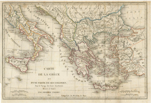 Antique Map of Ancient Greece & Greek Colonies from Tardieu, 1825