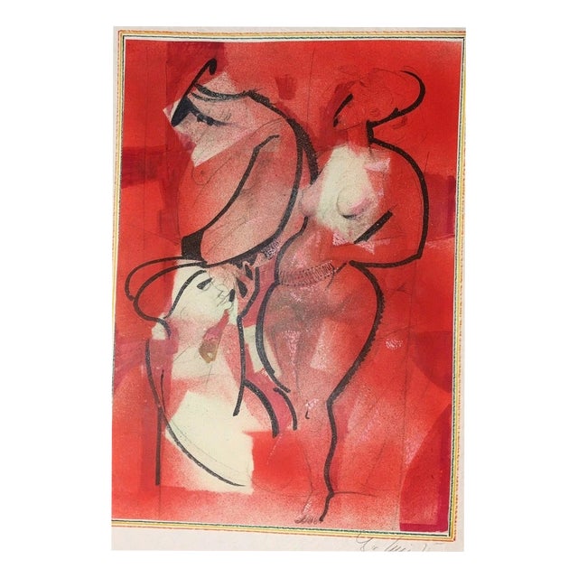 Nude, Three Women Lovemaking, Mixed Media For Sale