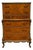 Vintage French Provincial Bombe Highboy Dresser With Inlaid Wood & Gilt Trim, Serpentine Front For Sale