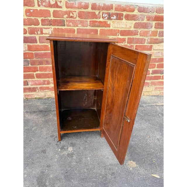 Antique Victorian Style Walnut Burled Wood Narrow Bedside Cabinet For Sale - Image 12 of 14