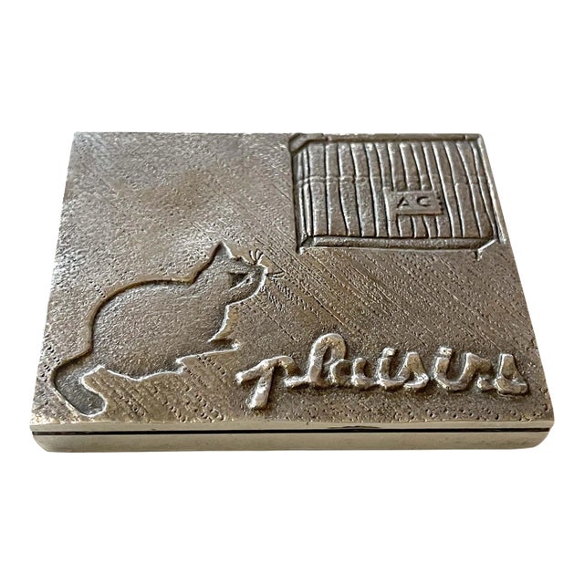 1940s Line Vautrin French Silvered Bronze Paperweight For Sale