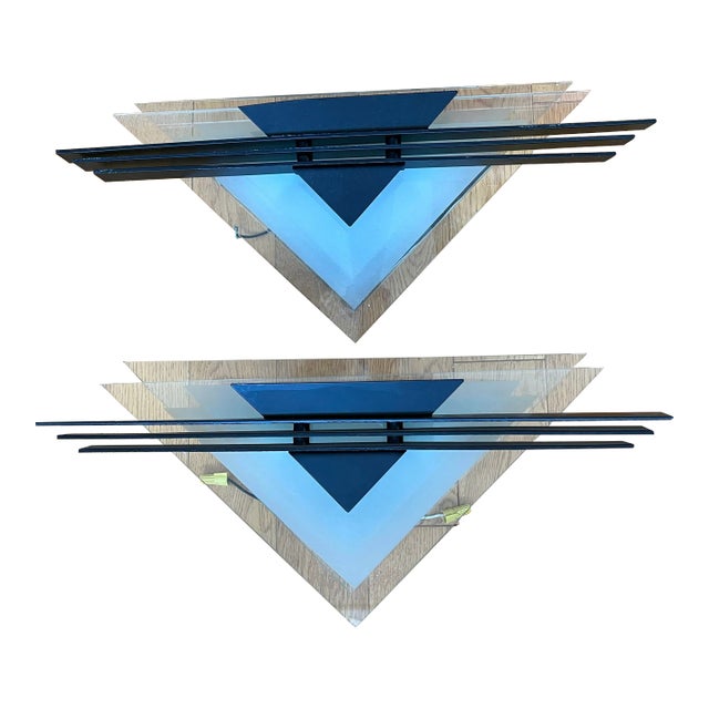 1980 Memphis Style Triangle Wall Light Fixture - a Pair For Sale