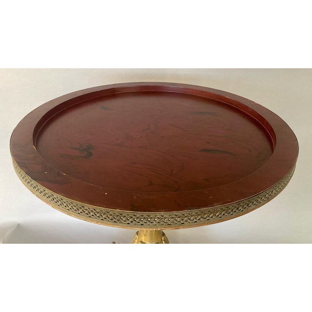 Hollywood Regency Vintage Solid Brass & Wood, Banded Accent, Occasional Table or Gueridon For Sale - Image 3 of 12
