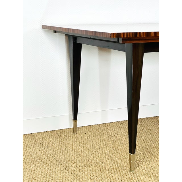 Art Deco Modernist Zebrawood Dining Table, France, 1950s For Sale - Image 10 of 18