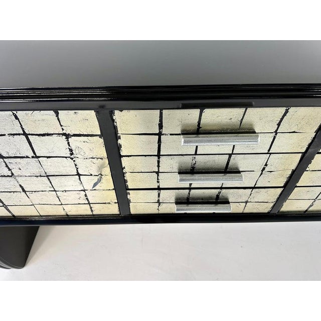 Black Italian Sideboard in Black Lacquer and Silver Leaf, 1950s For Sale - Image 8 of 10