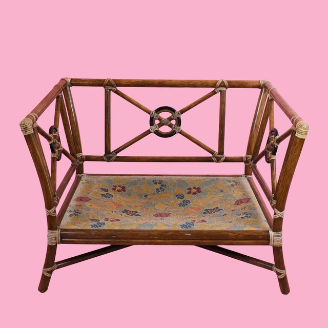 Wood Vintage McGuire Target Back Oversized Lounge Chair For Sale - Image 7 of 8