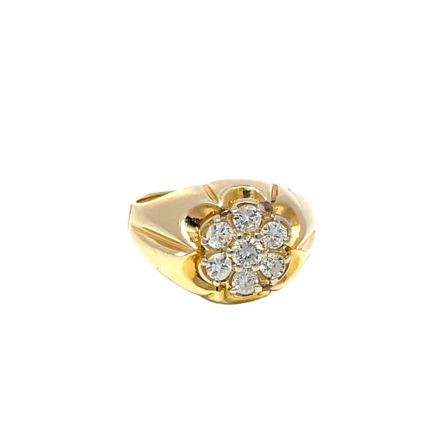 14k Yellow Gold Diamond Studded Gypsy Band Ring, Size 8.5 For Sale - Image 4 of 10
