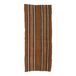 Striped Brown Vintage Turkish Kilim Rug - 2`8″ X 6`4″ Ft. For Sale