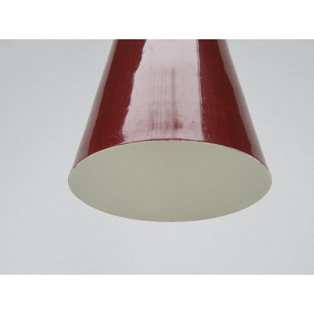 Metal Italian Pendant Light in Lacquered Aluminum and Brass, 1950s For Sale - Image 7 of 12