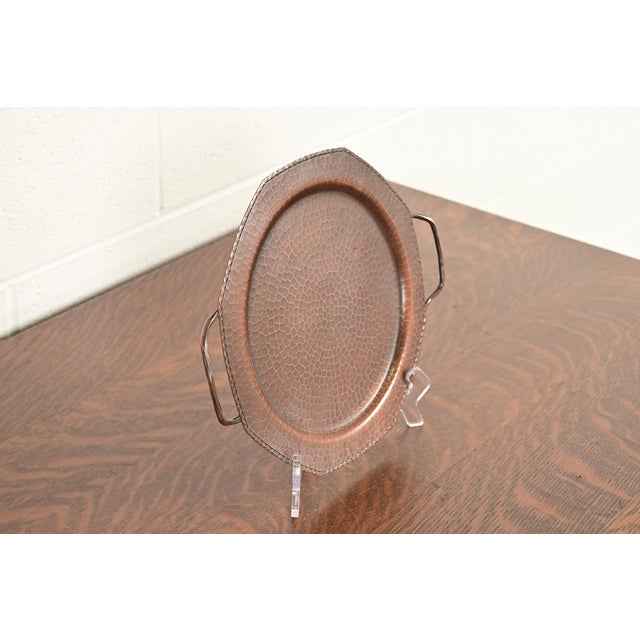 Roycroft Roycroft Arts & Crafts Hammered Copper Handled Tray For Sale - Image 4 of 12