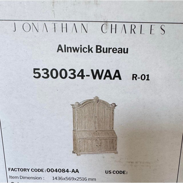 Jonathan Charles Alnwick European Style Whitewashed Bureau Secretary Bookcase For Sale - Image 11 of 11