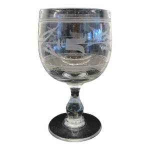 Early Antique 18th Century French Wine Goblet Etched