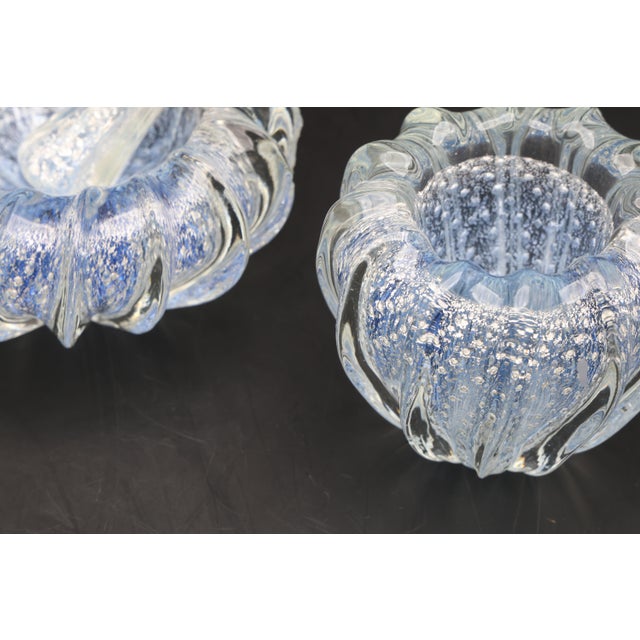 Set of 3 Blue Ercole Barovier "Bullicante" Murano Glass Vase for Barovier & Toso For Sale - Image 6 of 13