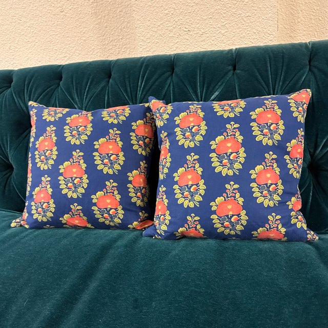 Boho Chic Tulu Textiles Alma Blue Throw Pillows, Pair For Sale - Image 3 of 12