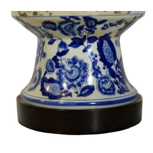 Mid 20th Century Vintage Chinese Hand-Painted Porcelain Lamp With Characters From the 1970s For Sale - Image 5 of 9