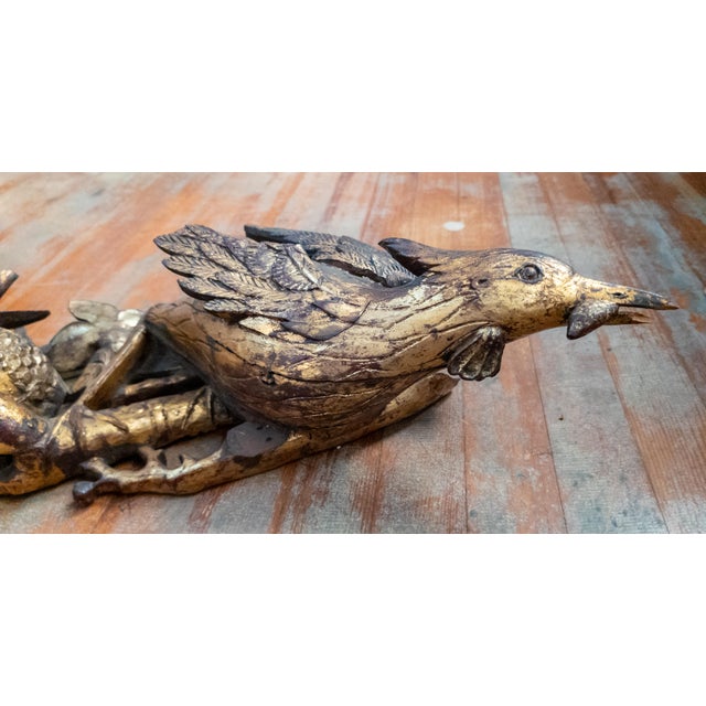 19th Century Chinoiserie Chinese Carved Giltwood Architectural Fragment With Birds and Pomegranates For Sale - Image 13 of 18