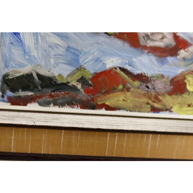 Swedish mid-century oil on board painting "mountain motif" by h öman--vintage & framed a beautiful large oil on panel...