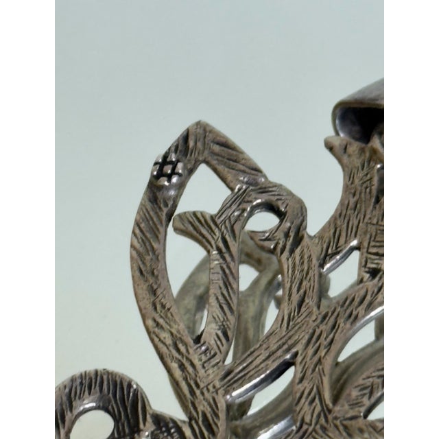 Vintage 925 Sterling Silver Openwork Filigree Butterfly Pendant Necklace 1970s For Sale - Image 11 of 15